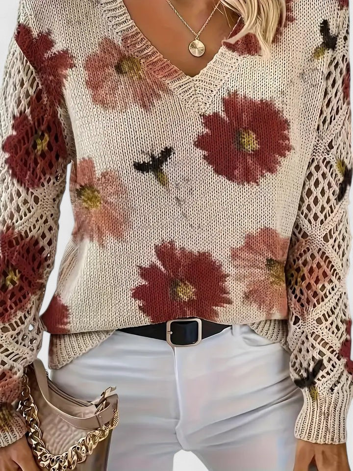 Pilar |  Elegante suéter con estampado floral - Alessia Madrid
