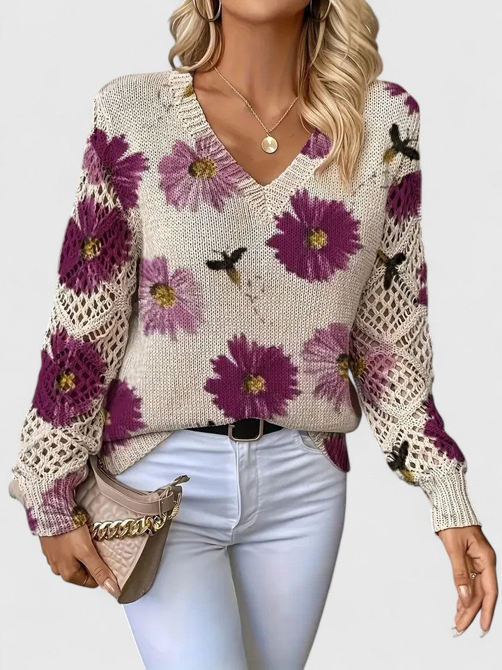 Pilar |  Elegante suéter con estampado floral - Alessia Madrid