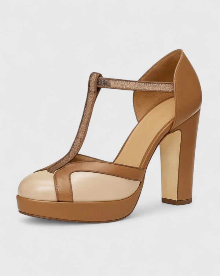 Zapatos de tacón cómodos de Alessia Madrid en color beige, con diseño elegante y suela resistente.