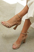 Sandalias de patchwork La Scintilla Firenze con punta redonda y tacón fino, diseño elegante y colorido, calzado para mujer.
