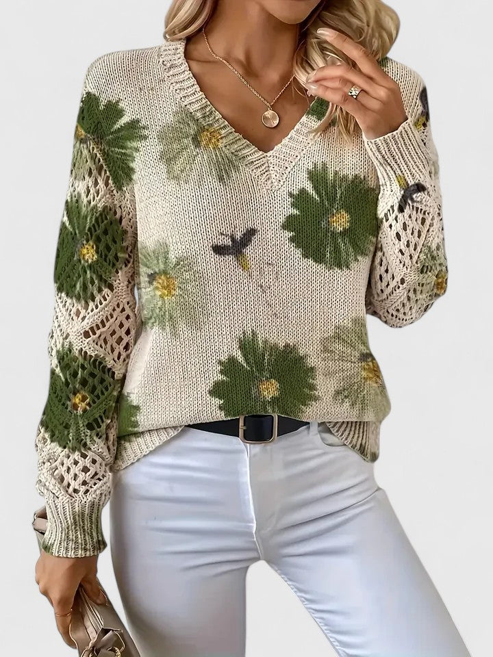 Pilar |  Elegante suéter con estampado floral - Alessia Madrid