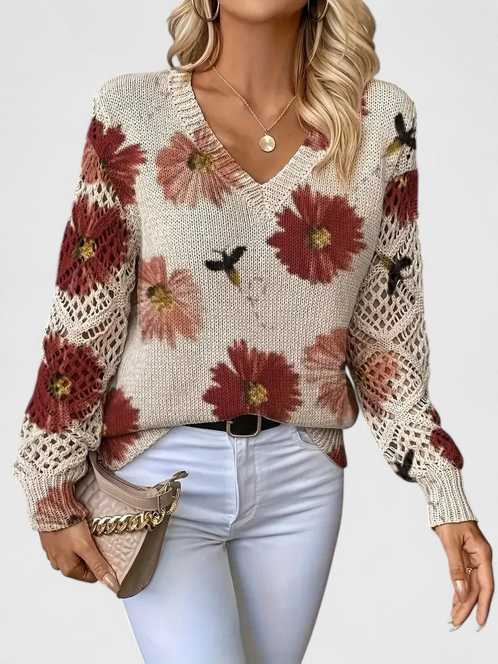 Pilar |  Elegante suéter con estampado floral - Alessia Madrid