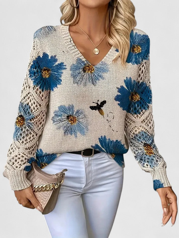 Pilar |  Elegante suéter con estampado floral - Alessia Madrid