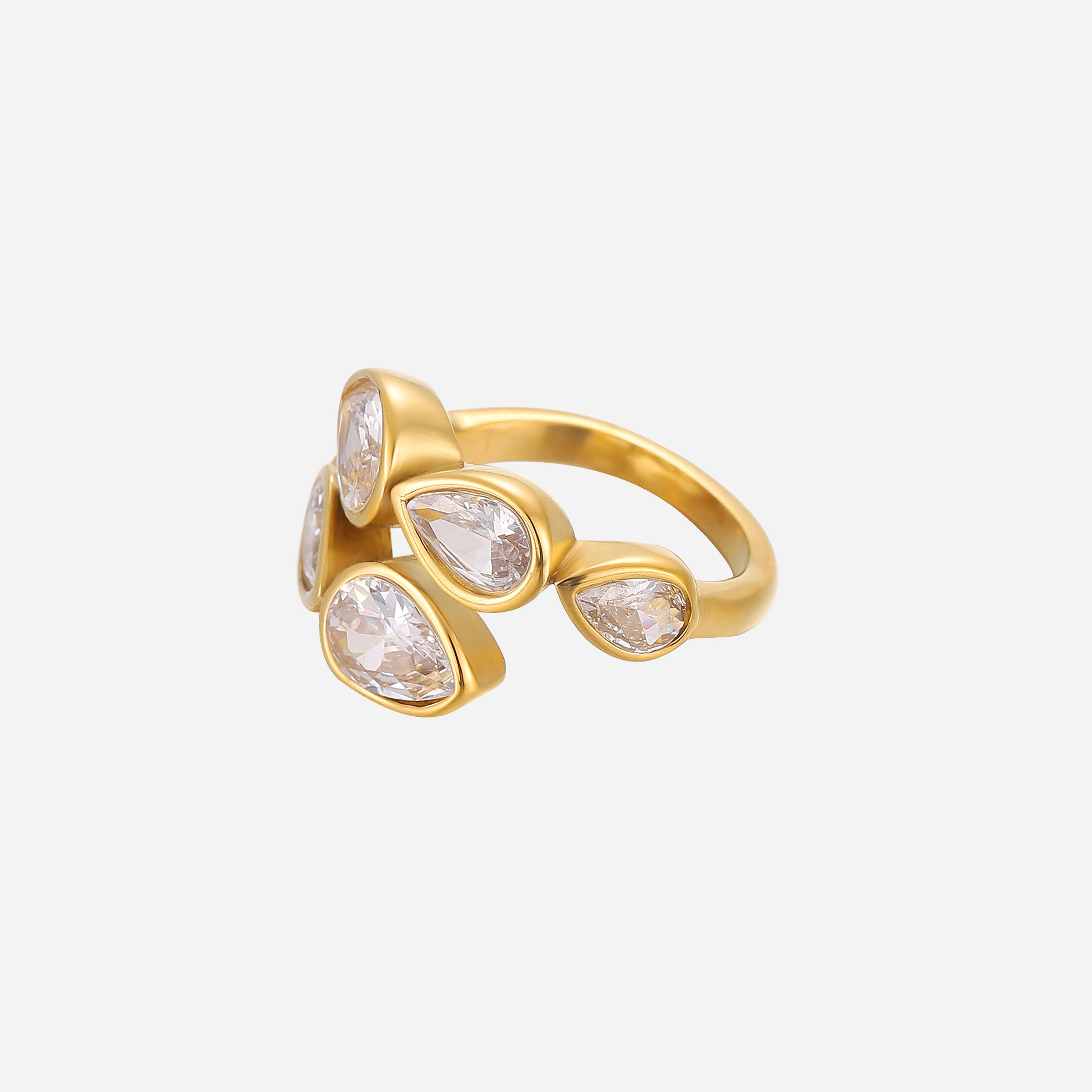 Anillo ajustable Lustre de Alessia Madrid con diseño elegante y acabado brillante en tonos dorados.