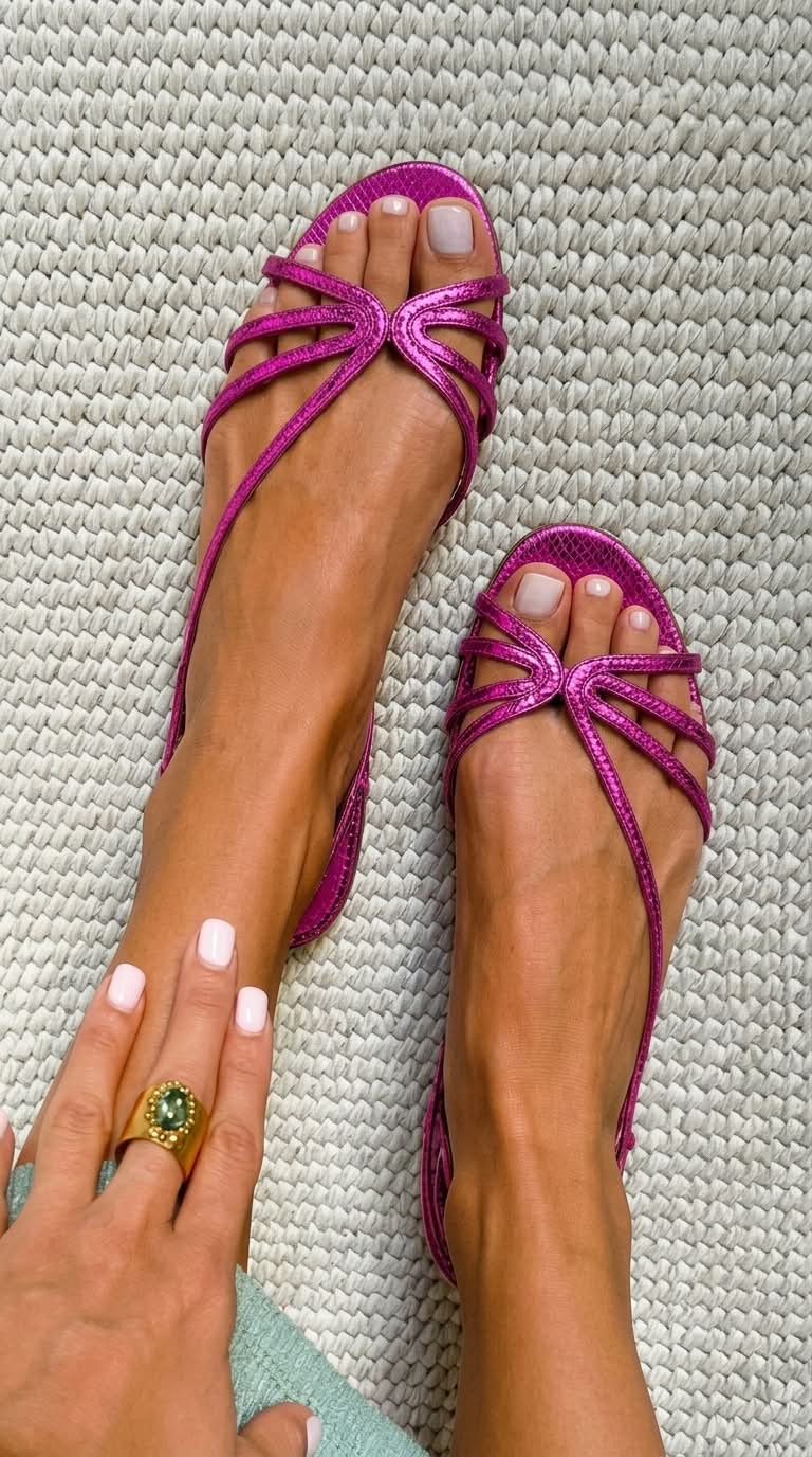 Sandalias de tiras metalizadas Alessia Madrid, con diseño elegante y detalles brillantes para mujer.