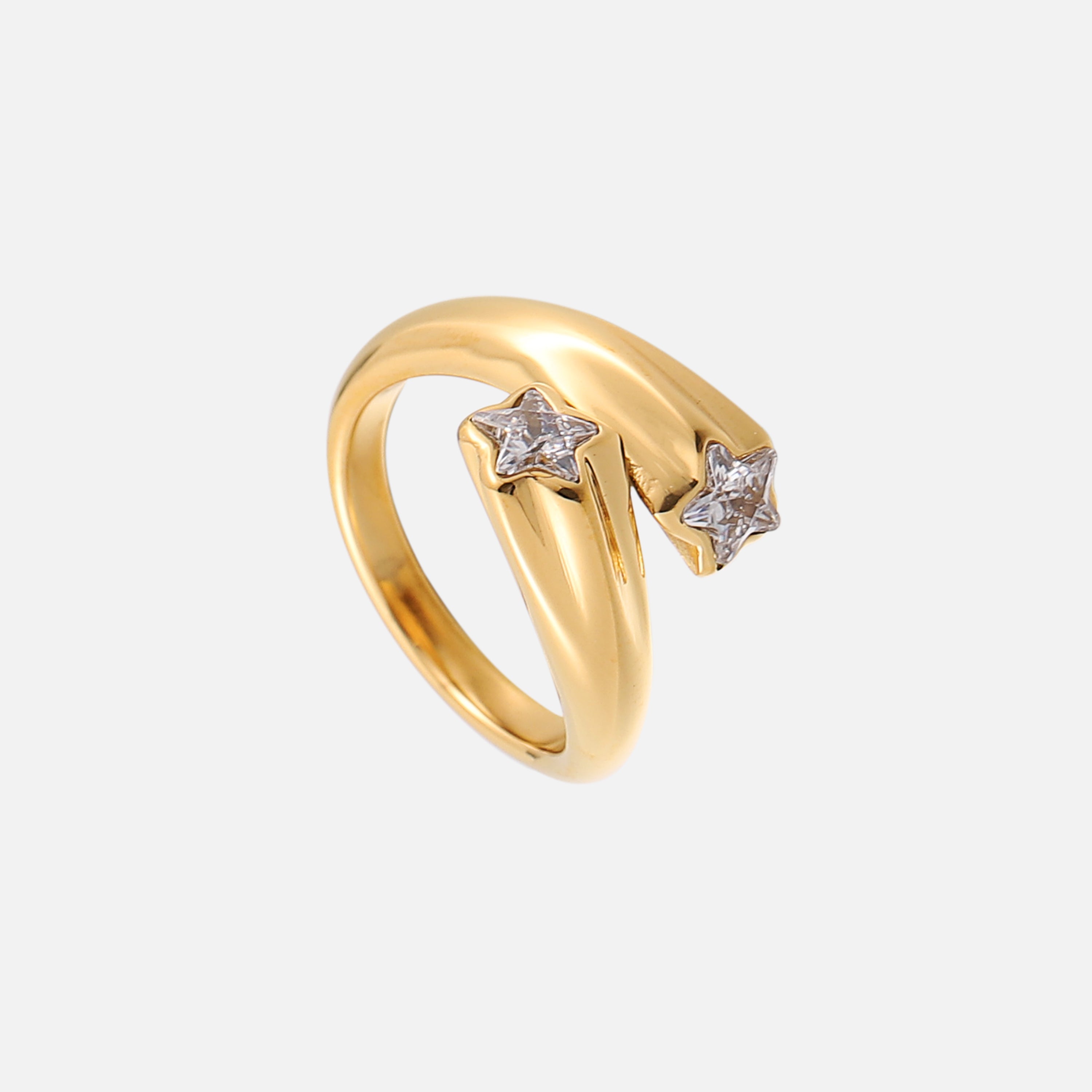 Anillo ajustable de estrella de la marca Alessia Madrid, con diseño brillante y elegante en acabado metálico.