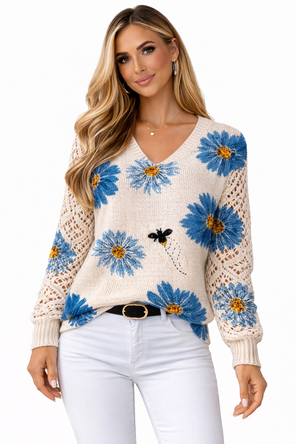 Pilar |  Elegante suéter con estampado floral - Alessia Madrid