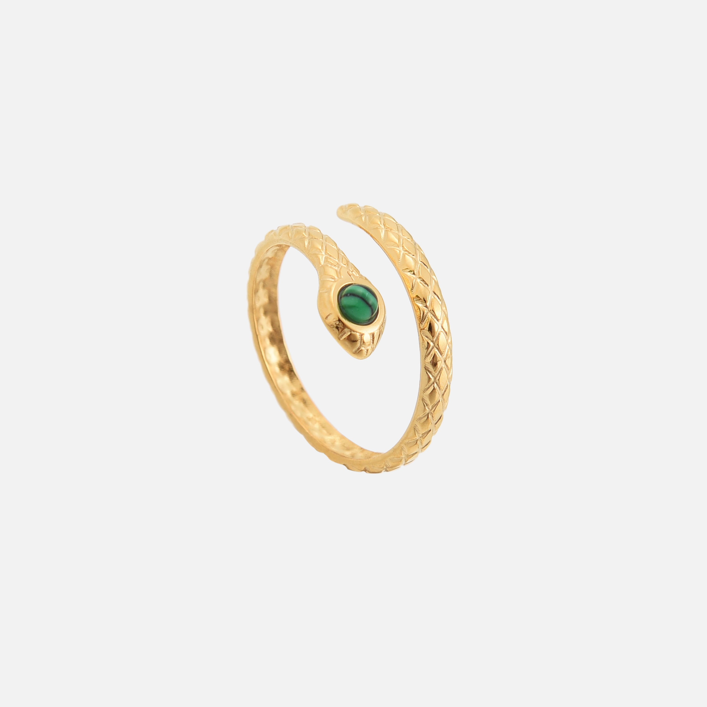 Anillo ajustable Elysia de Alessia Madrid con diseño elegante y detalles en plata, en una mano con fondo neutro.