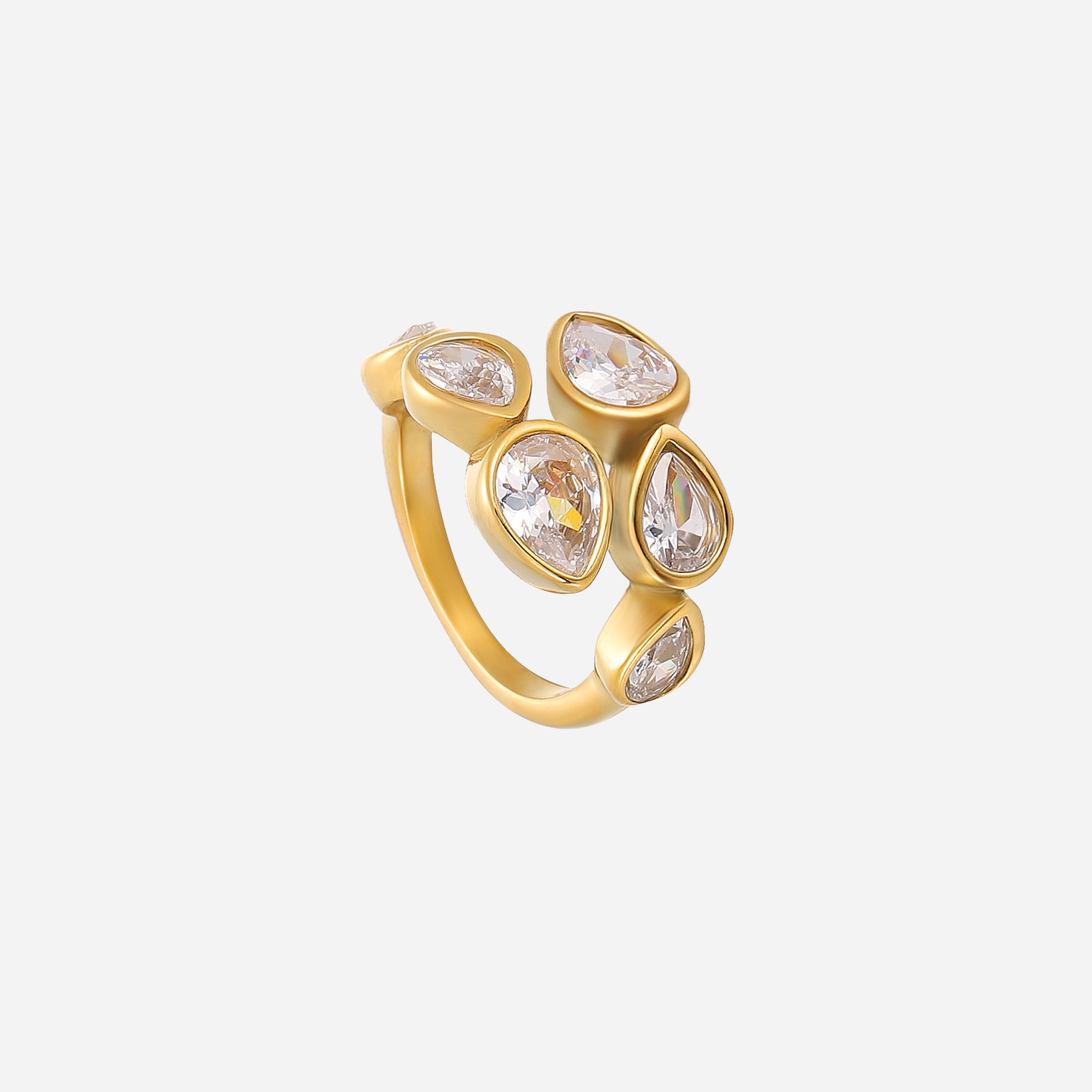 Anillo ajustable Lustre de la marca Alessia Madrid, con diseño elegante y detalles brillantes en plata.
