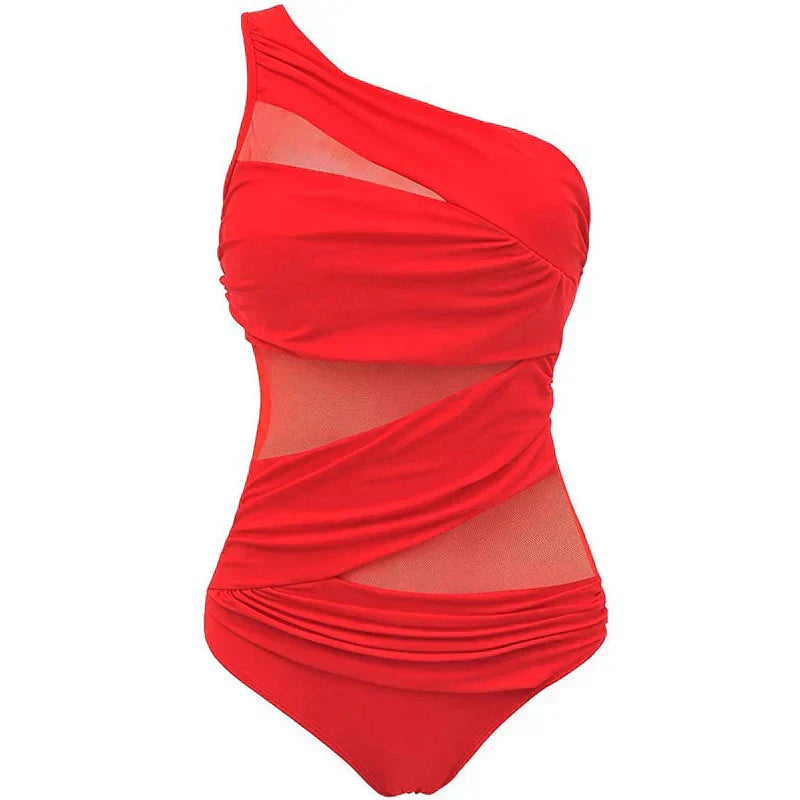 Bañador de un solo tirante Alessia Madrid Nayla en tallas cómodas, color negro, con diseño elegante y ajustado para mujer.