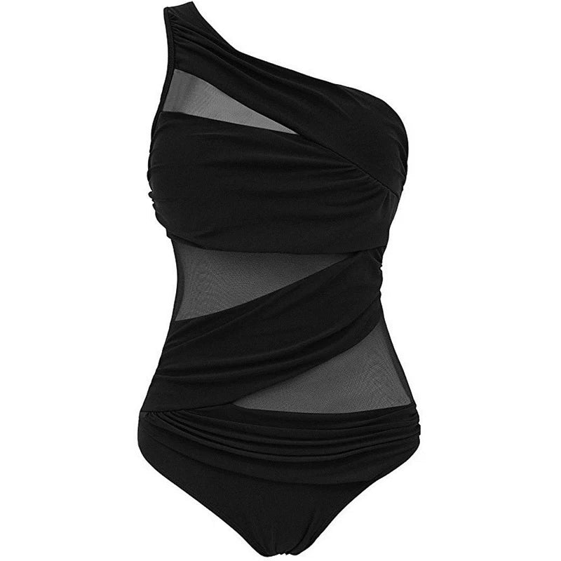 Bañador de un solo tirante Nayla de Alessia Madrid en tallas cómodas, en color negro con diseño elegante y ajustado.
