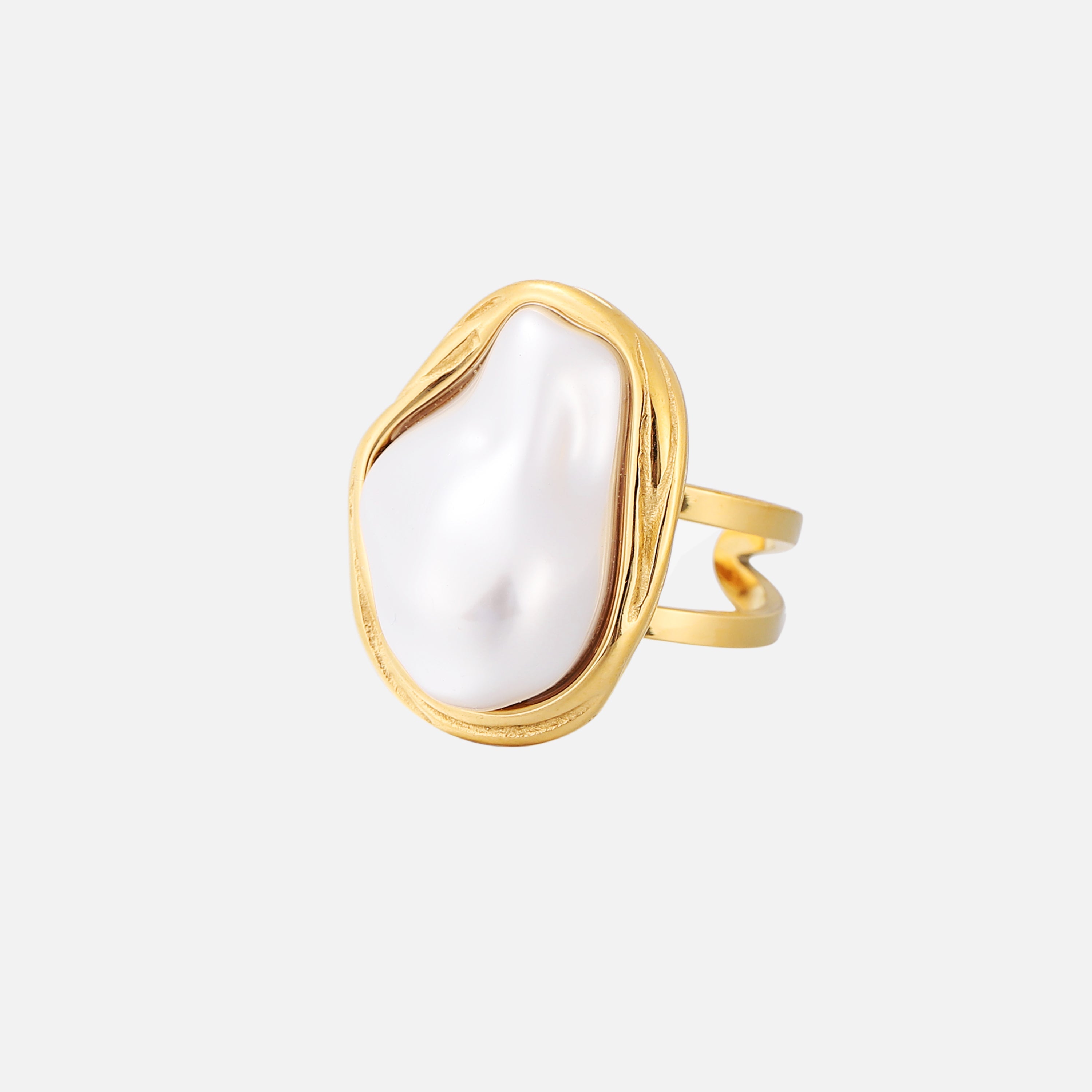 Anillo ajustable Aura de Alessia Madrid con diseño elegante y detalles brillantes en acabado metálico.