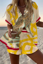 Conjunto de verano corto Dana de Alessia Madrid, top y pantalones cortos en tela ligera y color claro, ideal para verano.