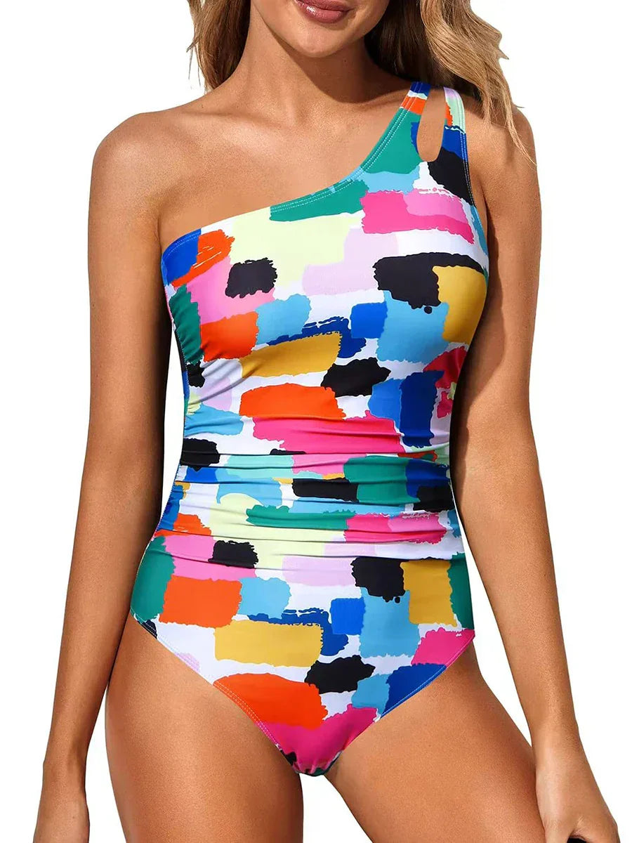 Bañador de un solo tirante Solaya de Alessia Madrid, en color negro, con diseño ajustado y estilo moderno para la playa.