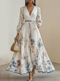 Vestido largo de gasa blanca Amalia de Alessia Madrid, con estilo elegante y fluido para ocasiones especiales.