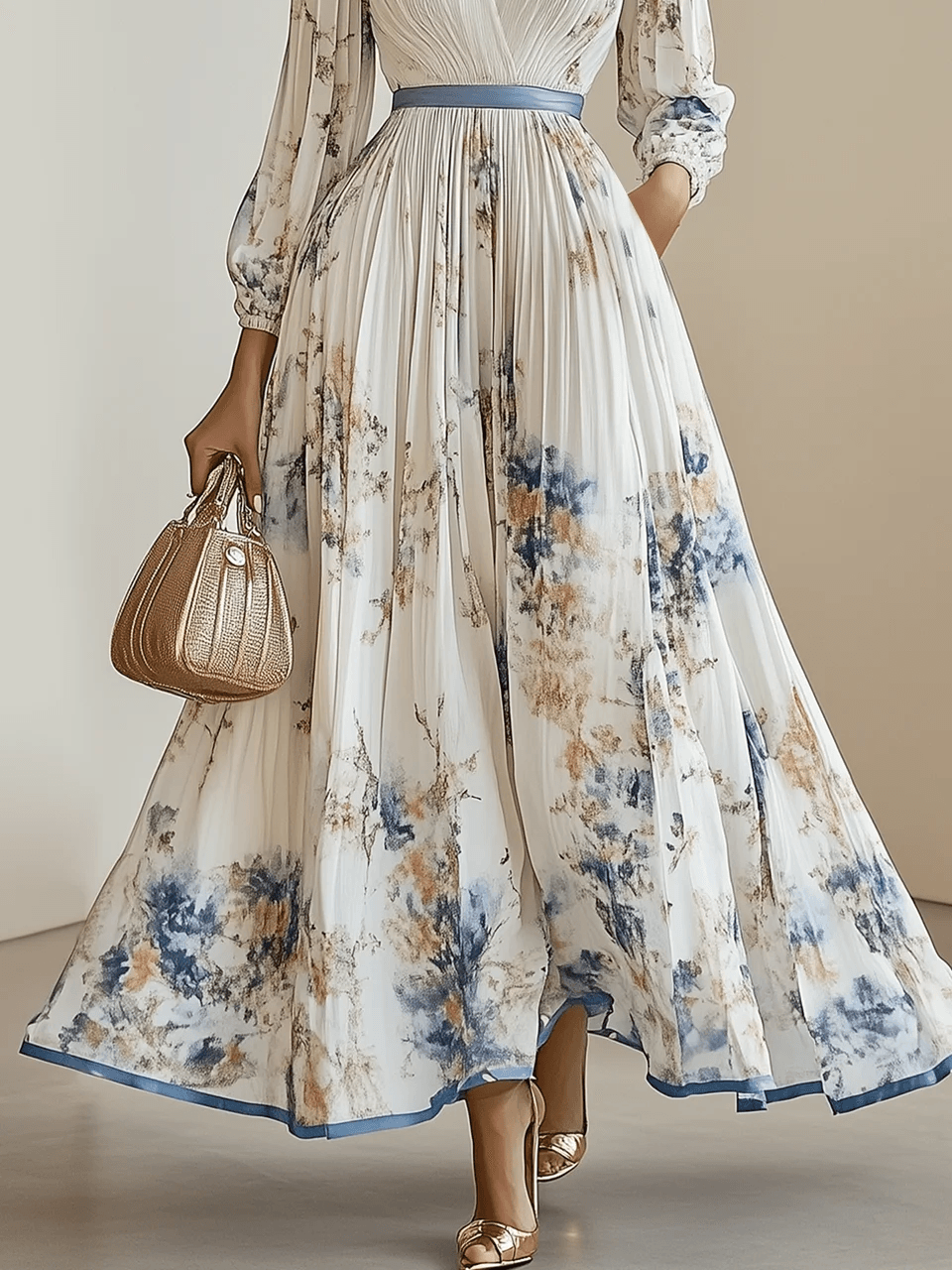 Vestido largo de gasa blanca Amalia de Alessia Madrid, con diseño elegante y ligero, perfecto para ocasiones especiales.