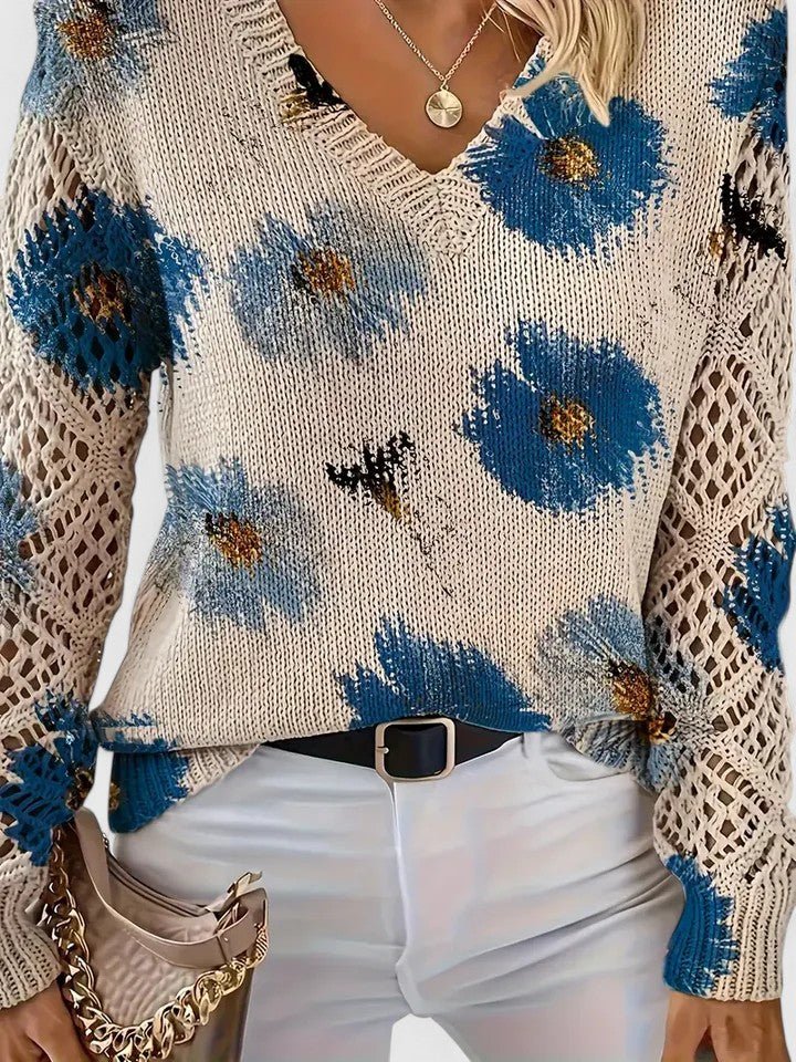 Pilar |  Elegante suéter con estampado floral - Alessia Madrid