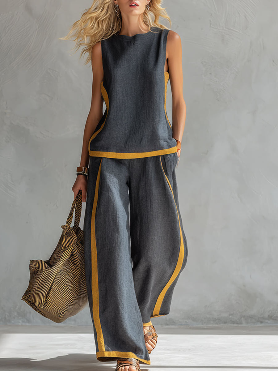 Conjunto deportivo de dos piezas Giovanna de Alessia Madrid, ropa deportiva elegante en color neutro, con top y pantalón ajustado.