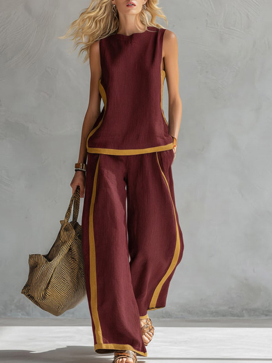 Conjunto deportivo elegante de dos piezas Giovanna de Alessia Madrid, camiseta y pantalón en tejido suave y moderno.