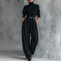 Zoe | Conjunto elegante para mujer: Top de cuello alto y pantalón de cintura alta - Alessia Madrid